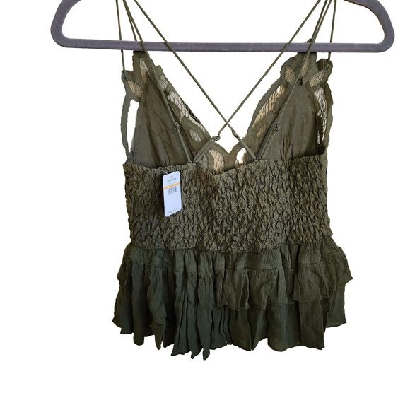 Free People Adela Cami Olive Green Tank Top Size M  Lace NWT  Party Cami - Picture 12 of 12
